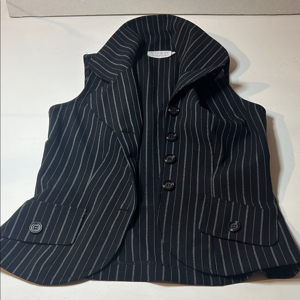 XOXO Black Pinstripe Vest